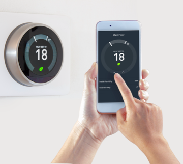 person using phone to control smart home